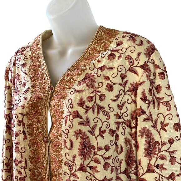 Vintage 1970’s Suffering Moses Hand Embroidered Wool Kashmir Jacket Size Large - Picture 2 of 9